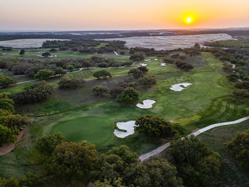 Aerial view of the Secret Summit venue at sunset